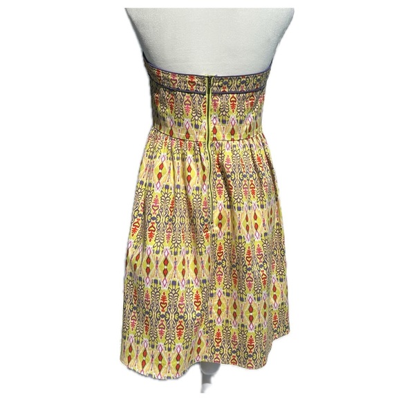 Strapless Sweetheart Yellow Multicolor Summer Dress - Picture 2 of 3